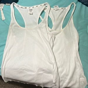 GENTLY USED white Victoria’s Secret Racer back Tank Tops